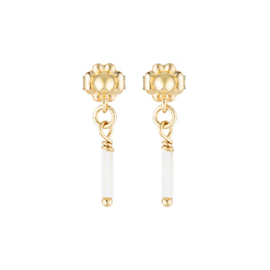 The Mini Snowflake Earrings - 14k gold-filled, drop earrings with white, glass beads, by Elvis et moi.