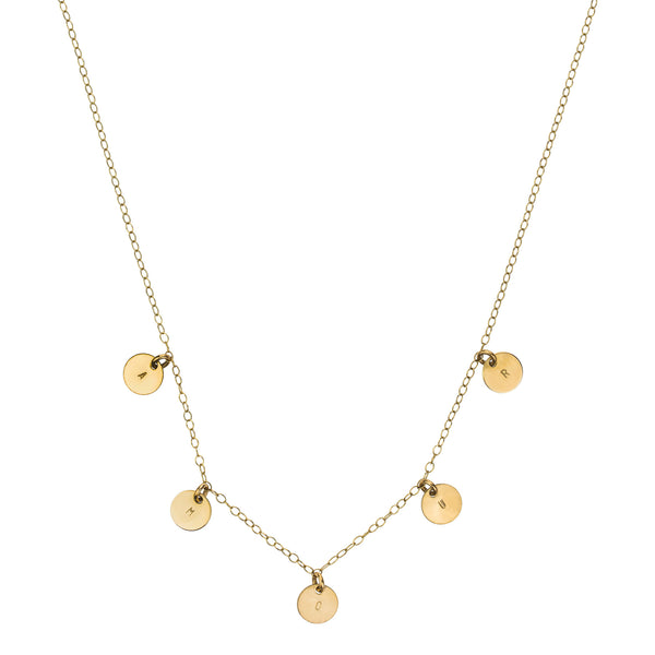 The Elvis Necklace - 14k gold-filled chain with 5 letter stamped tags, by Elvis et moi