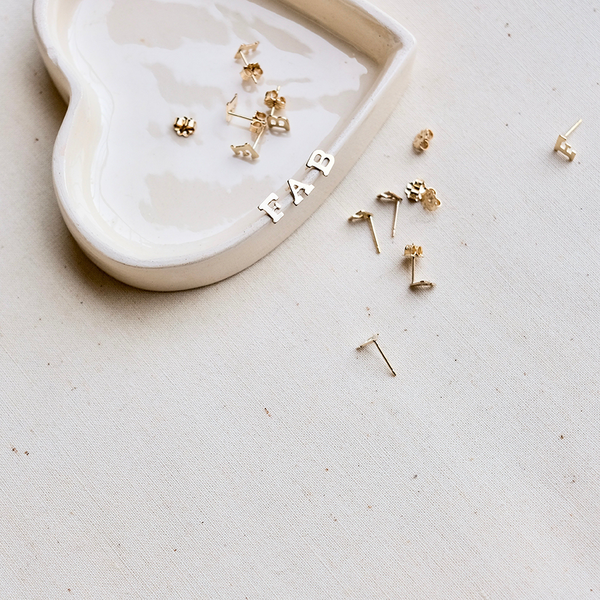 The Mini Stud Letter Earring, 14K Gold-Filled Earrings, Elvis et Moi